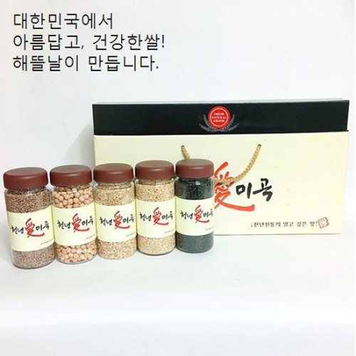 [해뜰날] 천년애미곡 6호, 렌틸콩,귀리,병아리콩,현미,찰흑미, 각300g 국산보틀사용