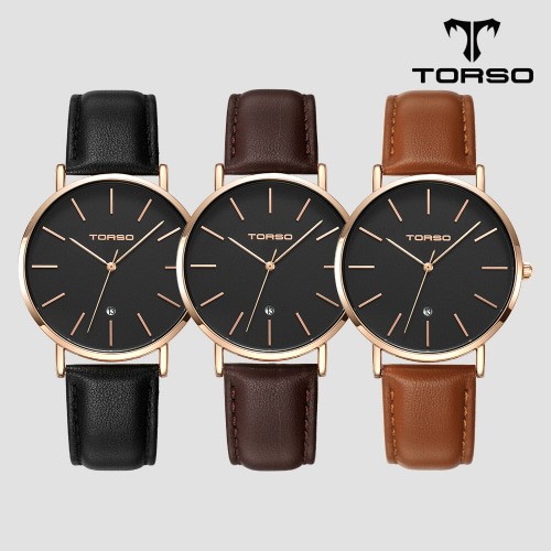 [토르소] 카리아 데이트 워치 남성 가죽 밴드 시계 T102M-RB-L(색상 택1)
