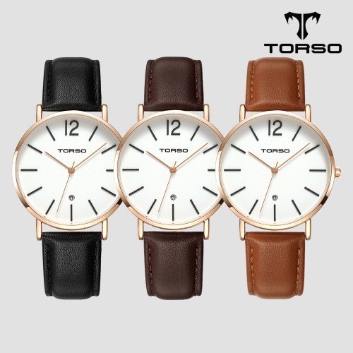 [토르소] 도로스 데이트 워치 남성 가죽 밴드 시계 T101M-RS-L(색상 택1)
