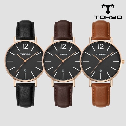 [토르소] 도로스 데이트 워치 여성 가죽 밴드 시계 T101F-RB-L(색상 택1)