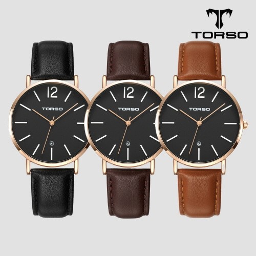 [토르소] 도로스 데이트 워치 남성 가죽 밴드 시계 T101M-RB-L(색상 택1)