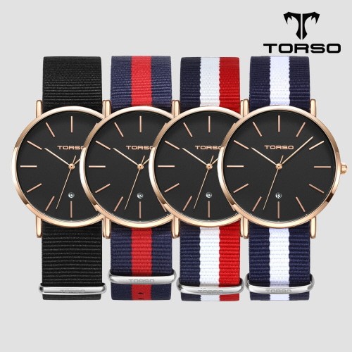 [토르소] 카리아 데이트 워치 남성 나토 밴드 시계 T102M-RB-N(색상 택1)