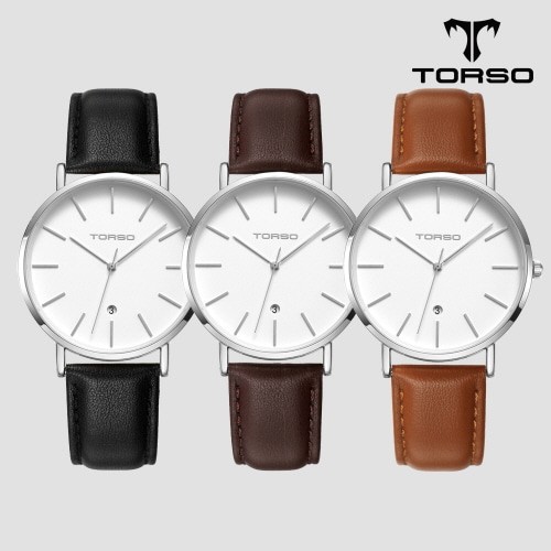 [토르소] 카리아 데이트 워치 남성 가죽 밴드 시계 T102M-SS-L(색상 택1)