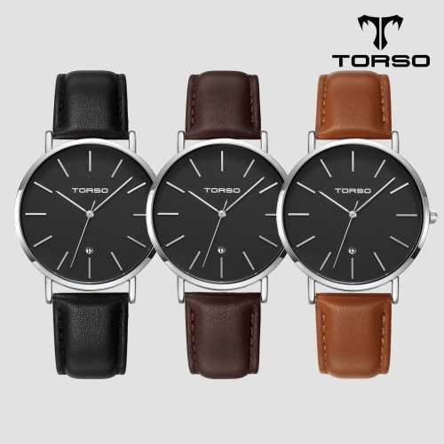 [토르소] 카리아 데이트 워치 남성 가죽 밴드 시계 T102M-SB-L(색상 택1)