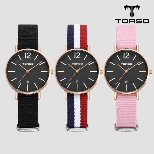 [토르소] 도로스 데이트 워치 여성 나토 밴드 시계 T101F-RB-N(색상 택1)