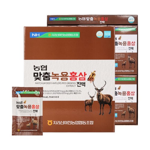 지리산마천농협 맞춤녹용홍삼진액 70ml x 30포(쇼핑백)