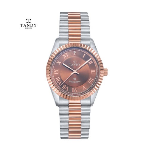 [TANDY] 탠디 세미 사파이어 글래스 메탈 다이아몬드 손목시계 남성, TS-303M ROSEGOLD