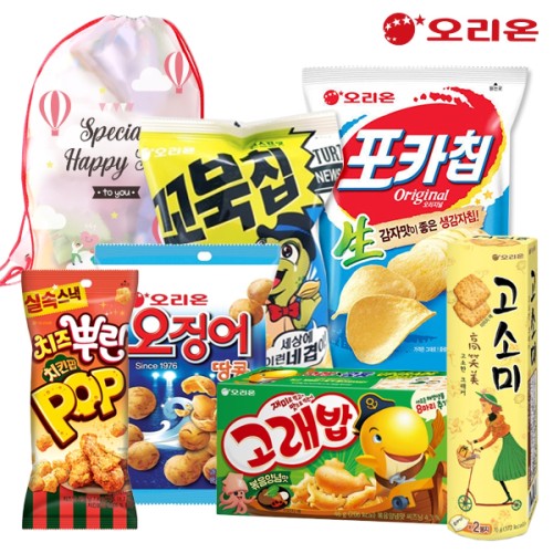 (파우치백)오리온 과자가필요해6종2호(오징어땅콩,치즈뿌린치킨팝,포카칩,꼬북칩,고래밥,고소미)