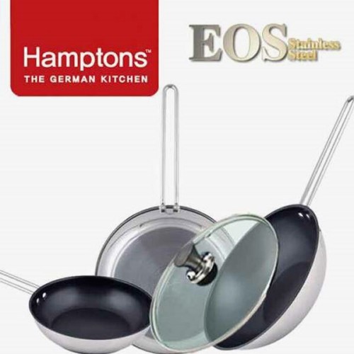 [Hamptons] 독일 햄튼 EOS 스텐 인덕션 코팅 후라이팬 3종4P세트(22,28후라이팬,28궁중팬,28유리뚜껑), HTEF-2F8F8W8G
