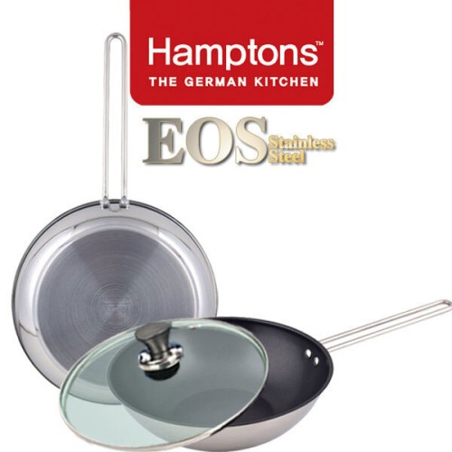 [Hamptons] 독일 햄튼 EOS 스텐 인덕션 코팅 후라이팬 2종3P세트 B(28후라이팬,28궁중팬,28유리뚜껑), HTEF-8F8W8G