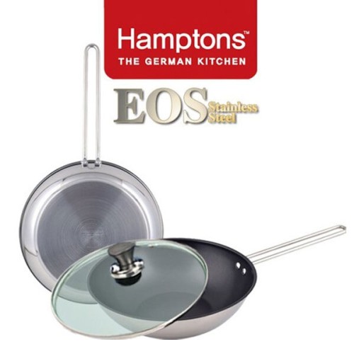 [Hamptons] 독일 햄튼 EOS 스텐 인덕션 코팅 후라이팬 2종3P세트 A(26후라이팬,28궁중팬,28유리뚜껑), HTEF-6F8W8G