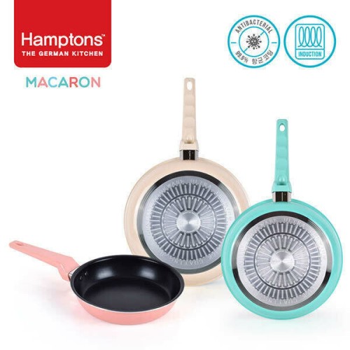 [Hamptons] 햄튼 99.9% 항균 마카롱 인덕션 후라이팬 3종세트 A(22,26,28후라이팬), HTMC-22F26F28F