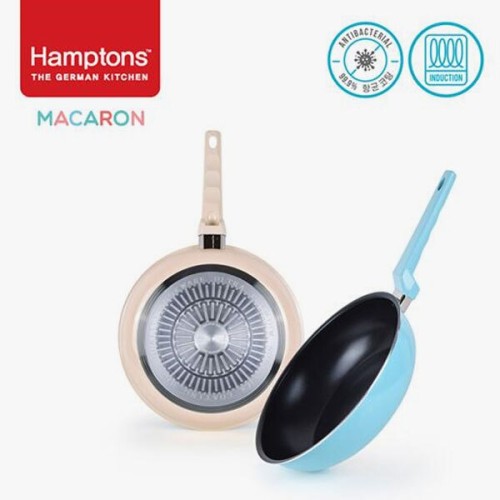 [Hamptons] 햄튼 99.9% 항균 마카롱 인덕션 후라이팬 2종세트 E(28후라이팬,28궁중팬), HTMC-28F28W