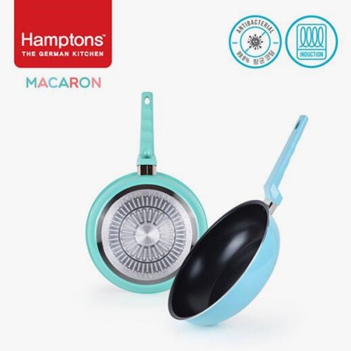 [Hamptons] 햄튼 99.9% 항균 마카롱 인덕션 후라이팬 2종세트 D(26후라이팬,28궁중팬), HTMC-26F28W