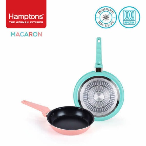 [Hamptons] 햄튼 99.9% 항균 마카롱 인덕션 후라이팬 2종세트 A(22,26후라이팬), HTMC-22F26F