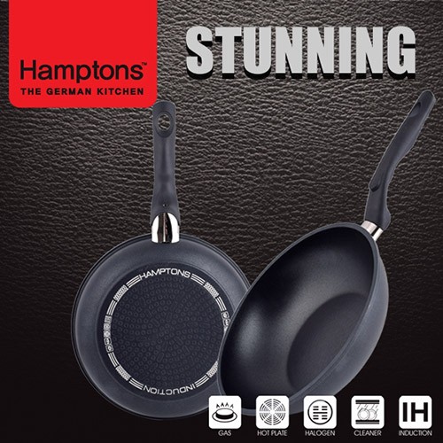 [Hamptons] 독일 햄튼 스터닝 다이캐스팅 인덕션 블랙 후라이팬 2종세트(24후라이팬,26궁중팬), HTSF-4F6W