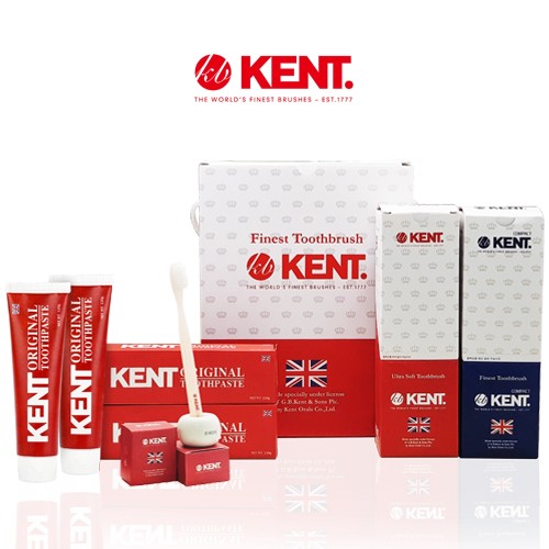 [KENT] 켄트 초극세모 칫솔 베스트세트 5호 -sk05(클래식칫솔 6p+컴팩트 칫솔 6p + 켄트치약 2p + 도자기거치대 2p)
