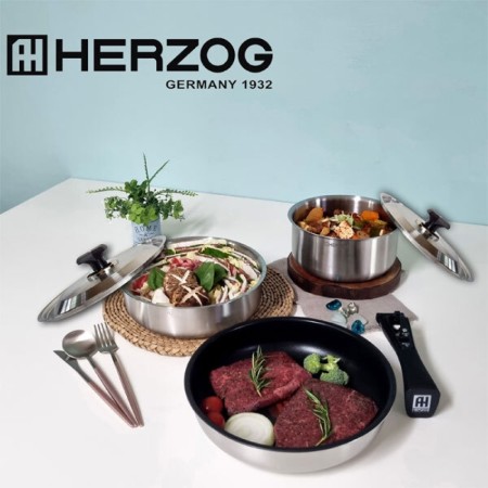 [HERZOG] 독일 헤르조그 코모도 IH 스테인레스 멀티핸들 쿡웨어 6P 세트, CP-014