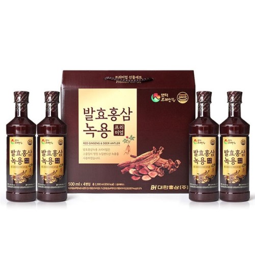 [대한홍삼] 백세장수 발효홍삼 녹용 프리미엄 500ml x 4병